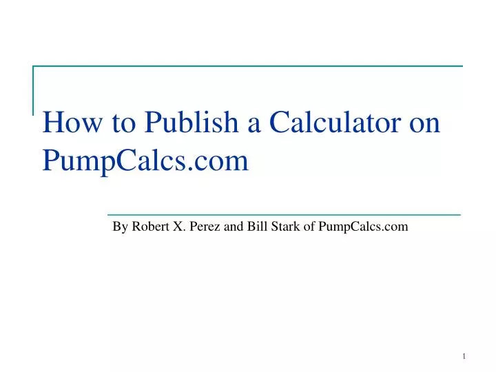 how to publish a calculator on pumpcalcs com