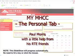 MY MHCC - The Personal Tab -