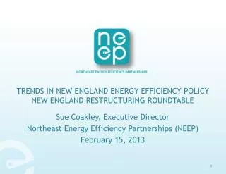 Trends in New England Energy Efficiency Policy New England Restructuring Roundtable