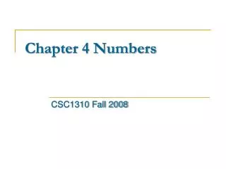 Chapter 4 Numbers