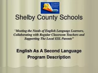 English As A Second Language Program Description