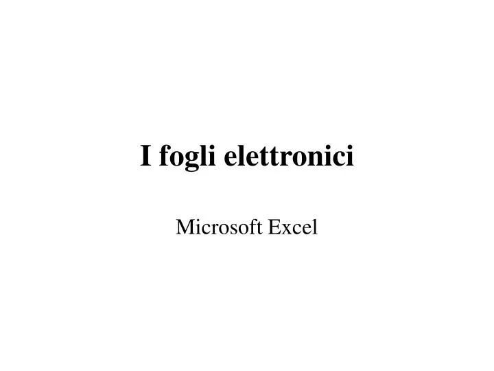 i fogli elettronici