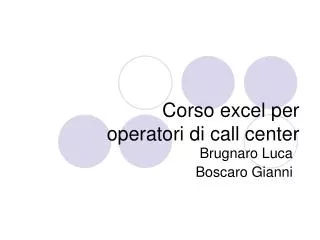 corso excel per operatori di call center