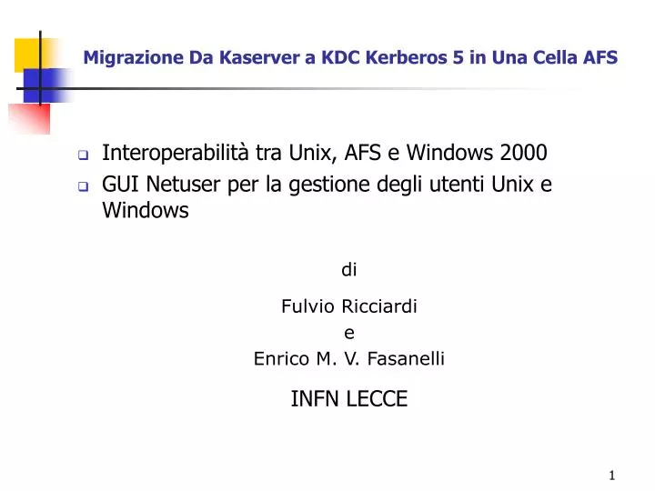 migrazione da kaserver a kdc kerberos 5 in una cella afs