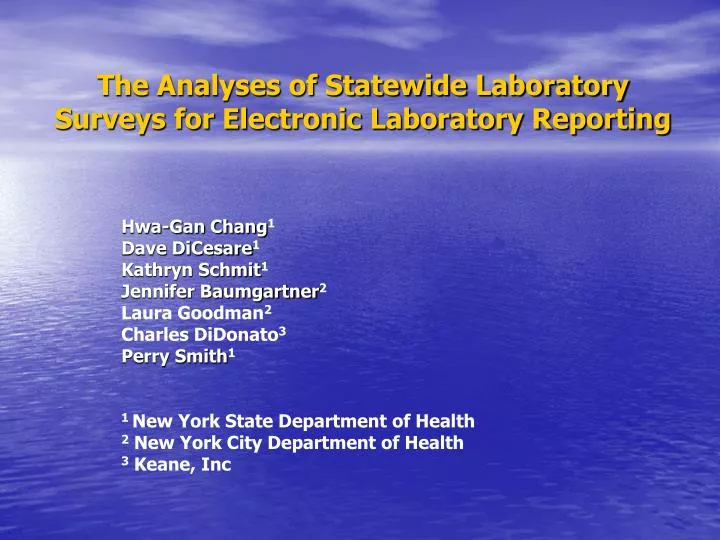 the analyses of statewide laboratory surveys for electronic laboratory reporting