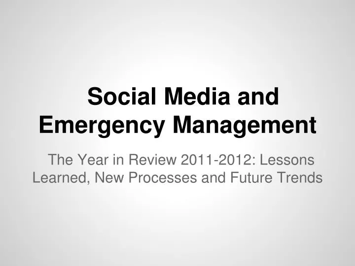 social media and emergency management