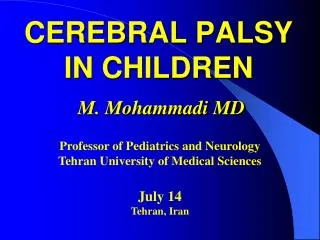 CEREBRAL PALSY IN CHILDREN