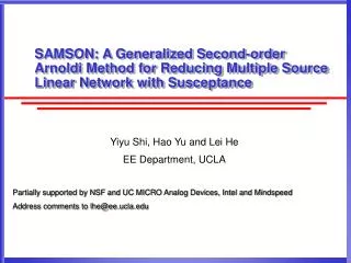 SAMSON: A Generalized Second-order Arnoldi Method for Reducing Multiple Source Linear Network with Susceptance