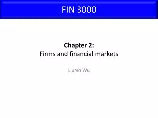 Chapter 2: Firms and financial markets