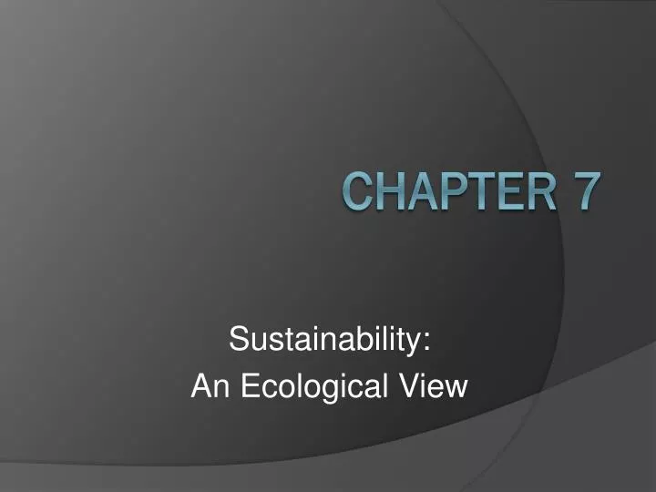 sustainability an ecological view