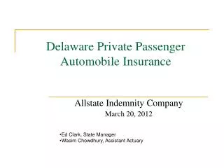 Delaware Private Passenger Automobile Insurance