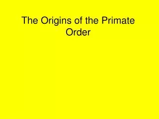 The Origins of the Primate Order