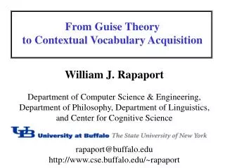 From Guise Theory to Contextual Vocabulary Acquisition