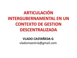 articulaci n intergubernamental en un contexto de gestion descentralizada