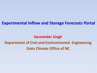 Experimental Inflow and Storage Forecasts Portal