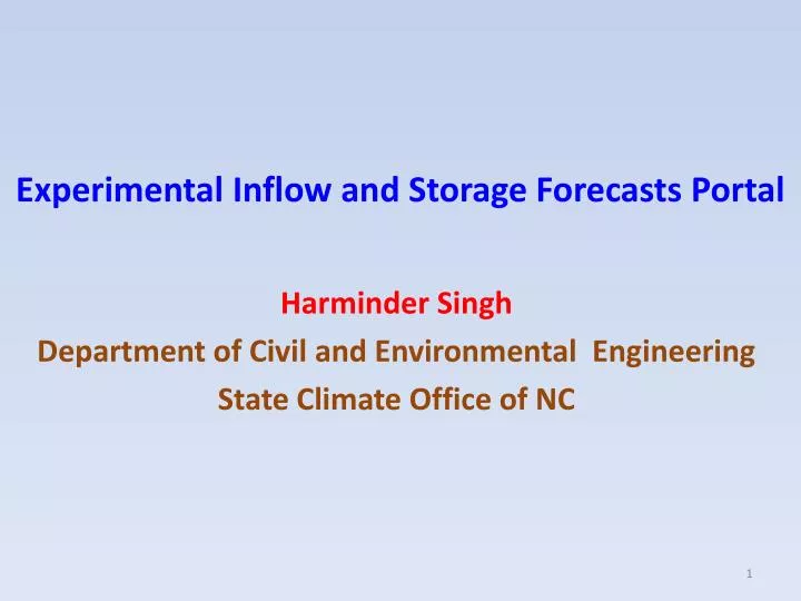 experimental inflow and storage forecasts portal
