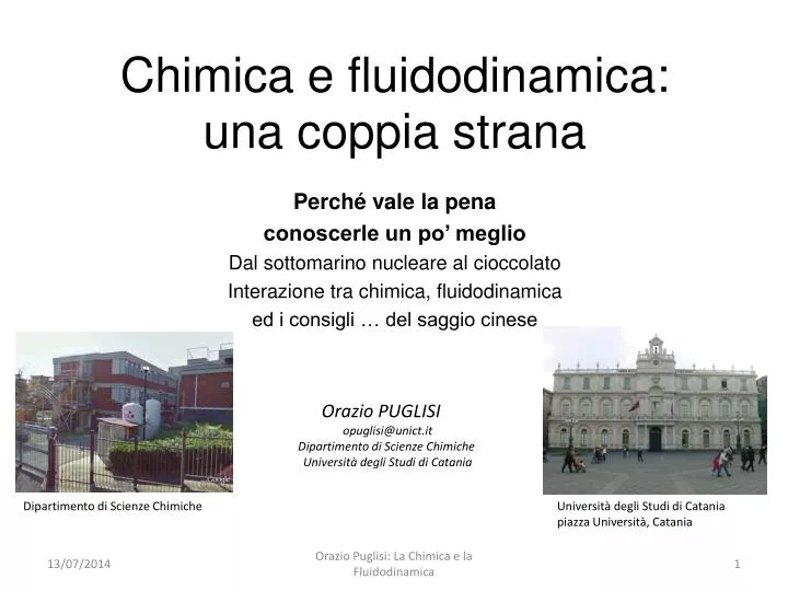 chimica e fluidodinamica una coppia strana