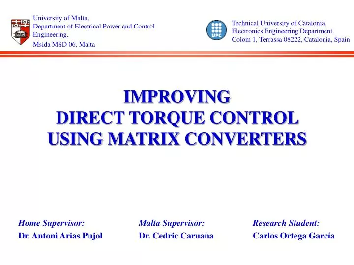 improving direct torque control using matrix converters