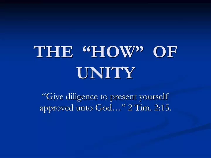 the how of unity