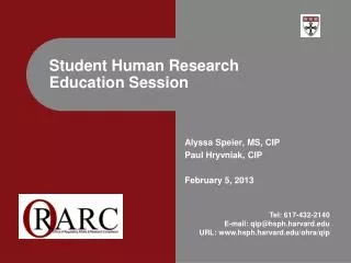 Student Human Research Education Session