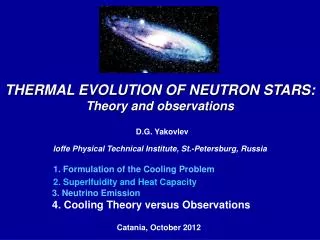 THERMAL EVOLUTION OF N EUTRON ST A R S: Theory and observations
