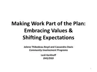 Making Work Part of the Plan: Embracing Values &amp; Shifting Expectations