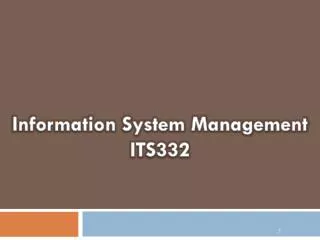 Information System Management ITS332