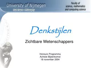 Honours Programma Achtst e Bijeenkomst 1 8 november 2004