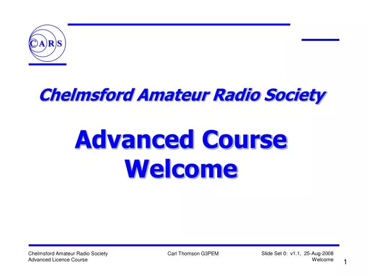 chelmsford amateur radio society advanced course welcome