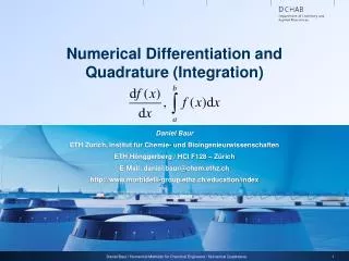 Numerical Differentiation and Quadrature (Integration )