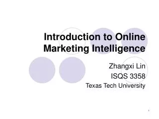 Introduction to Online Marketing Intelligence