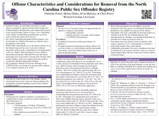 Offense Characteristics and Considerations for Removal from the North Carolina Public Sex Offender Registry