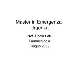 Master in Emergenza-Urgenza