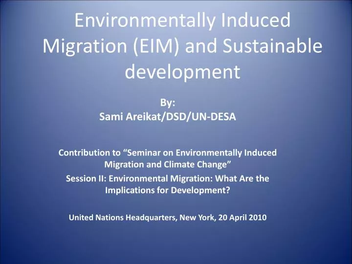 environmentally induced migration eim and sustainable development