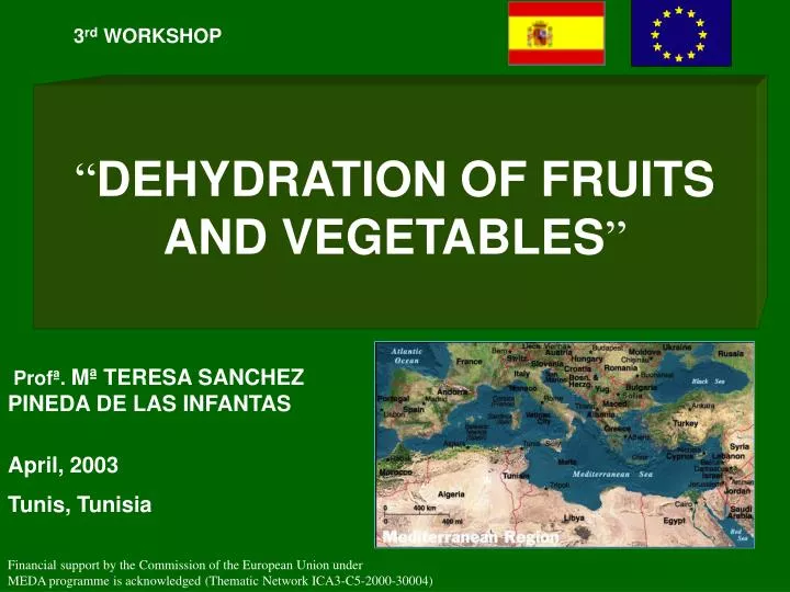 dehydration of fruits and vegetables