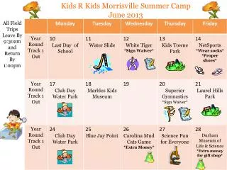 Kids R Kids Morrisville Summer Camp June 2013