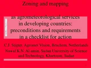 Zoning and mapping as agrometeorological services in developing countries: preconditions and requirements in a checklist