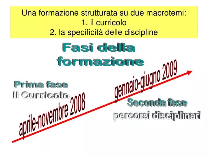una formazione strutturata su due macrotemi 1 il curricolo 2 la specificit delle discipline