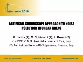 ARTIFICIAL SOUNDSCAPE APPROACH TO NOISE POLLUTION IN URBAN AREAS