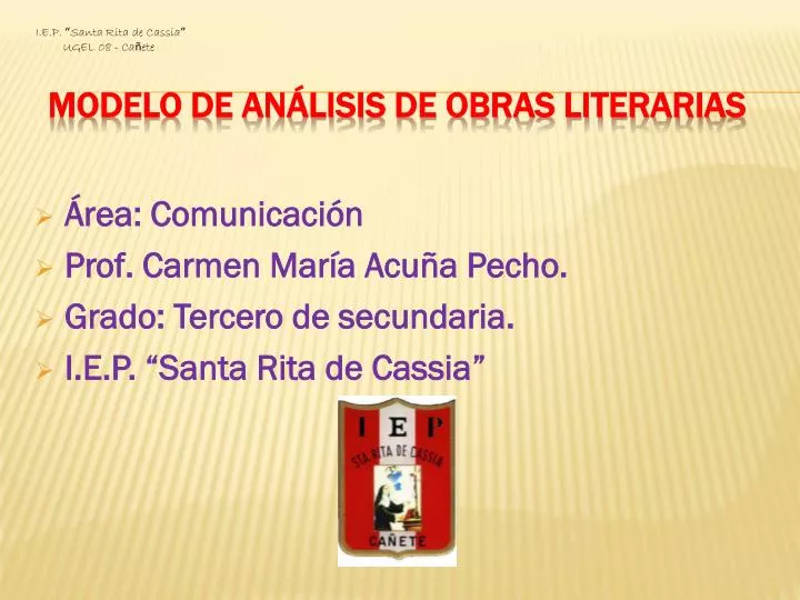 modelo de an lisis de obras literarias