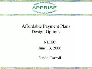 Affordable Payment Plans Design Options