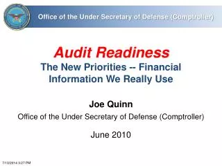 Audit Readiness The New Priorities -- Financial Information We Really Use