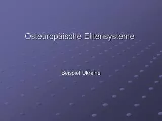 osteurop ische elitensysteme