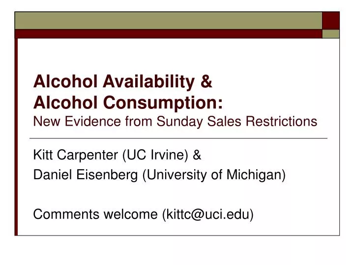 alcohol availability alcohol consumption new evidence from sunday sales restrictions