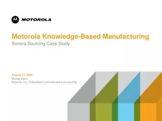 Motorola Knowledge-Based Manufacturing