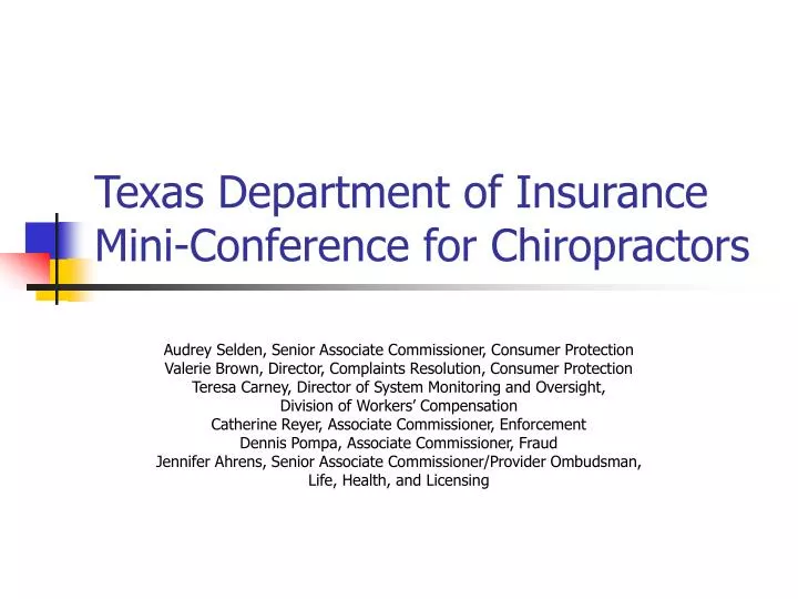 texas department of insurance mini conference for chiropractors
