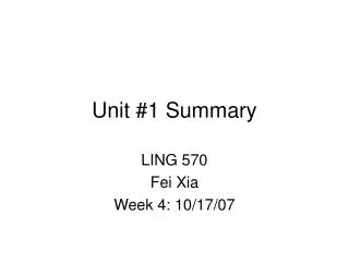 unit 1 summary