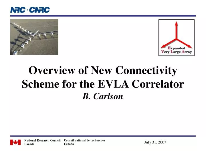 overview of new connectivity scheme for the evla correlator b carlson