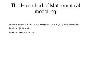 The H-method of Mathematical modelling