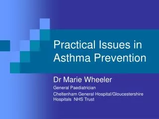 Practical Issues in Asthma Prevention